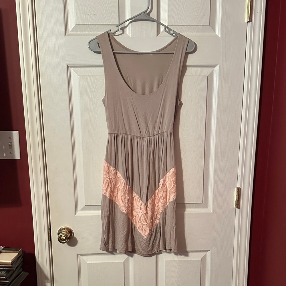 Stylish Tan and Pink Mini Dress